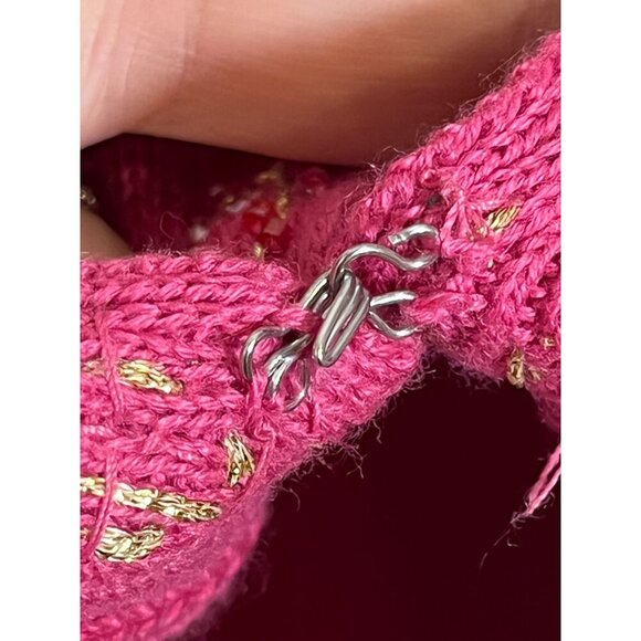 Cotton Beaded Sequin Cardigan XL Pink Boho Western Preppy Resort Classic Retro - Picture 6 of 12